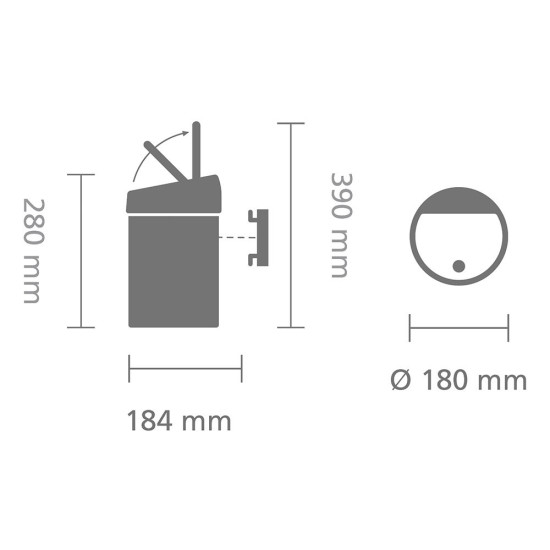 Бак для сміття Brabantia Touch Bin, об'єм 3 л, чорний (364440)