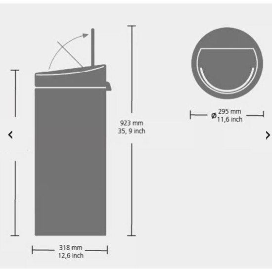Бак для сміття Brabantia Touch Bin 30 л чорний (115301)