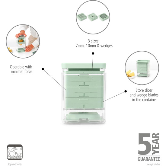 Подрібнювач для овочів Brabantia Tasty + Cook & Serve Jade Green 15,1см (145421), картоплерізка
