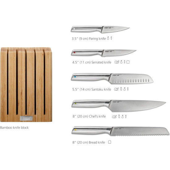 Набір ножів з бамбуковою підставкою Joseph Joseph Elevate Steel Knives Bamboo, 5 шт